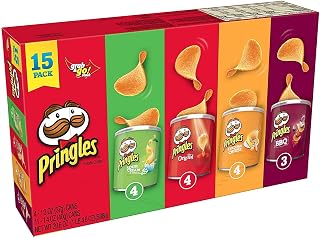Pringles Potato Crisps Chips, Lunch Snacks, Office and Kids Snacks, Grab and Go Snack Packs, Variety Pack, 20.6oz Box (15 Cans)