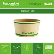 6 oz Paper Food Containers by Responsible Products – 6.0 fluid_ounces, Other, White, Model RP-SB12W-500