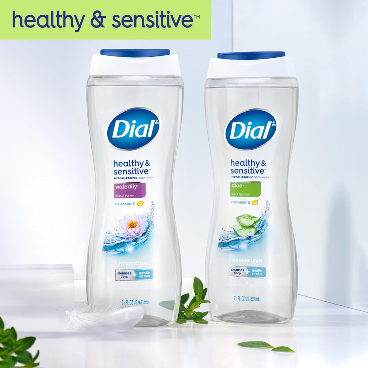 Clean + Gentle Aloe Scent Body Wash by Dial – 16 Fl Oz (Pack of 6), White, Pack of 6, Model Dial Bodywash WAF