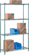 Nexel Poly-Green, 4 Tier, Wire Shelving Starter Unit, 48"W x 14"D x 86"H