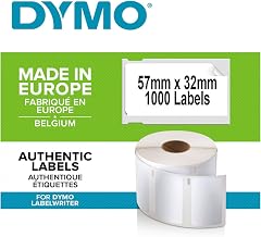 DYMO Authentic LabelWriter Multi-Purpose Labels | 57 mm x 32 mm | Self-Adhesive | Roll of 1000 | Easy-Peel Labels | for LabelWriter Label Makers | Made in Europe, White