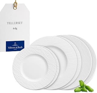 Villeroy & Boch Manufacture plate set, 6 pces., tableware set for 2 people, premium porcelain, white