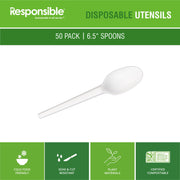Responsible Products 6.5" Spoons White (50 Count) / White / 50 Spoons