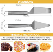Paxnok Pie Server and Cake Cutter Set, Stainless Steel, Silver 10 Inches