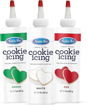 Satin Ice Red, White, & Green Cookie Icing Bundle - 3 Bottles, 8 oz Each