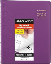AT-A-GLANCE Planner 2026-2027 Weekly & Monthly Academic 12-Month July-June Half-Hourly Appointment Book, 8-1/4" x 11", Contemporary, Purple (70957X18)