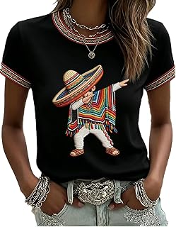 Women's Cinco De Mayo Printed Shirt Dabbing Mexican Poncho Shirt Cinco De Mayo Fiesta Tshirt