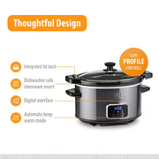 4-Quart Digital Slow Cooker with Locking Lid by Toastmaster – 4 Quarts, Glass, Graphite, Model TM-404SCGT
