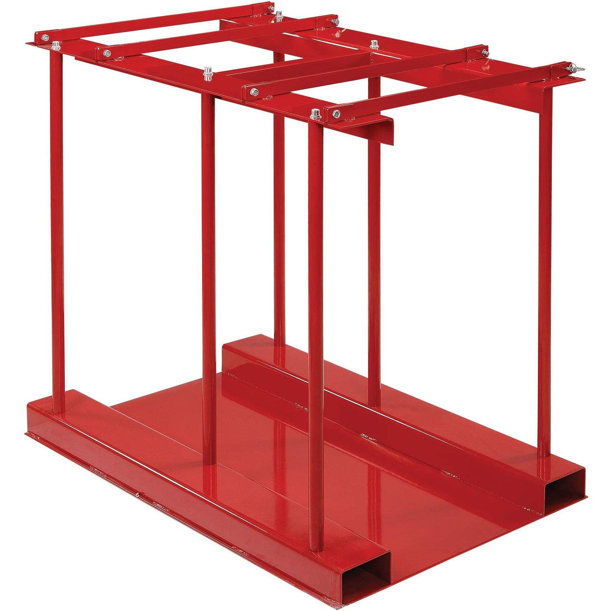 Stationary Forkliftable Cylinder Storage Caddy with by Global Industrial – 34" W x 43" D x 41" H, Alloy Steel, Red, Model 270219