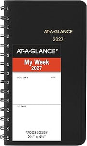 AT-A-GLANCE 2027 Planner, Weekly, 2.5" x 4.5", Pocket Size, Black (700350527)
