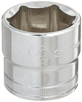 3/8" Drive Standard Metric Socket 22mm by GEARWRENCH – 1.102 in, Alloy Steel, Black, Model 80332