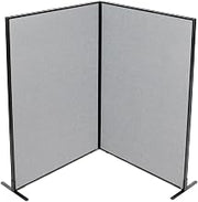 Global Industrial 48-1/4"W x 72" H Freestanding 2-Panel Corner Room Divider, Gray