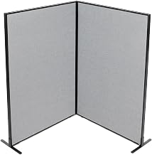 Global Industrial 48-1/4"W x 72" H Freestanding 2-Panel Corner Room Divider, Gray