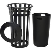 24 Gallon Outdoor Metal Waste Receptacle by Global Industrial – 24.0 gallons, Steel, Black, Model 237725BK