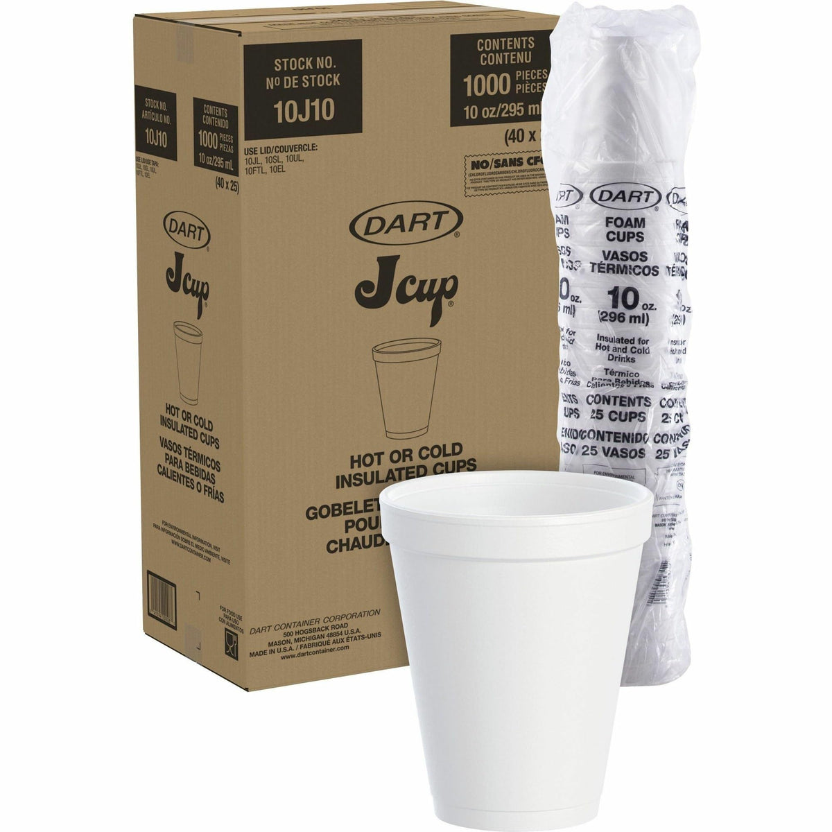 DART White / 10.0 ounces / 25 Count (Pack of 40) Cups