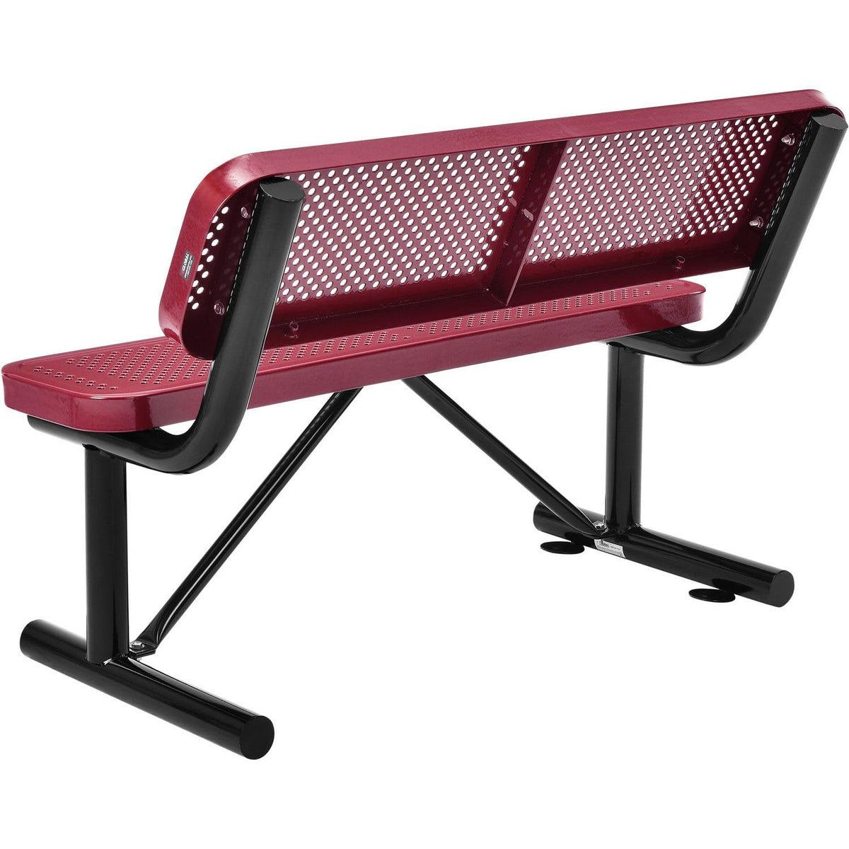 4'L Heavy Duty Outdoor Steel Picnic Bench with Backrest by Global Industrial – 48"L x 24"W x 33"H, Alloy Steel, Red, Model 695744RD
