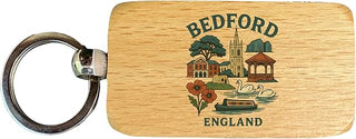 Bedford England Keepsakes Souvenir 2.5x1-Inch Wooden Keychain