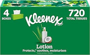 Kleenex Lotion Facial Tissues, 4 Flat Boxes, 180 Tissues per Box