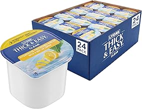 Thick & Easy IDDSI Level 3 Water, Hint of Lemon, 4 fl oz Cups, 24 Pack | IDDSI Level 3 Ready-to-Drink Thickened Beverage for Swallowing Support, Moderately Thick Honey Consistency