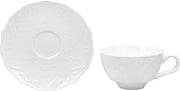 10 Strawberry Street Dahlia White 5 oz Cup & 6" Saucer, Set of 6