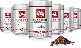 illy Whole Bean Coffee, Classico Medium Roast, 8.8oz, 6 Pack