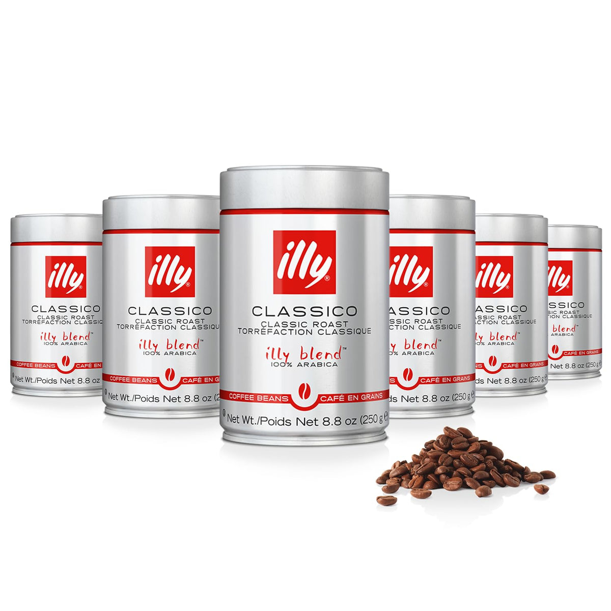 illy Classico Medium Roast / 8.8 Ounce (Pack of 6) / Red Roasted Coffee Beans