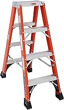 4-Foot Fiberglass Twin Front Step Ladder by Louisville Ladder – 4 feet, Fiberglass, Red, Model FM1404HD