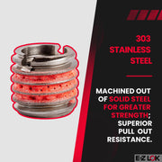 Thread Insert by E-Z LOK – 3/8"-16 IT, 9/16"-12 ET, 0.515" L, Stainless Steel 18-8 (A2), silver, Pack of 5, Model 303-6