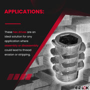 E-Z LOK #10-32 Internal Threads, 0.512" Length / Silver / 13mm Length Threaded Inserts
