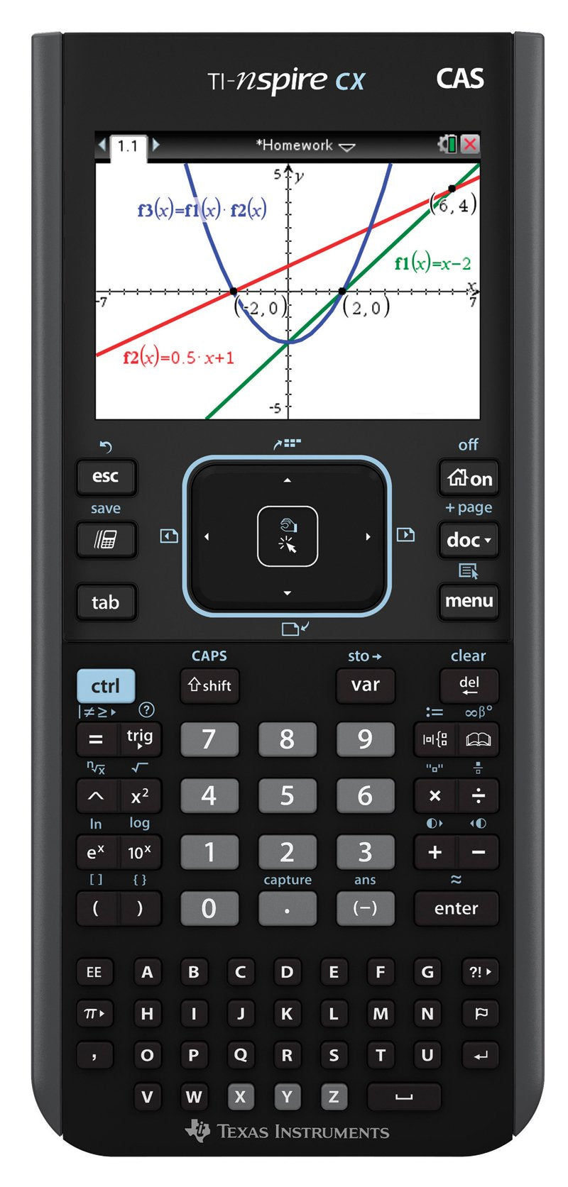 Nspire CX CAS Graphing Calculator by Texas Instruments – Standard, Plastic, Black, Model N3CAS/GC/2L1