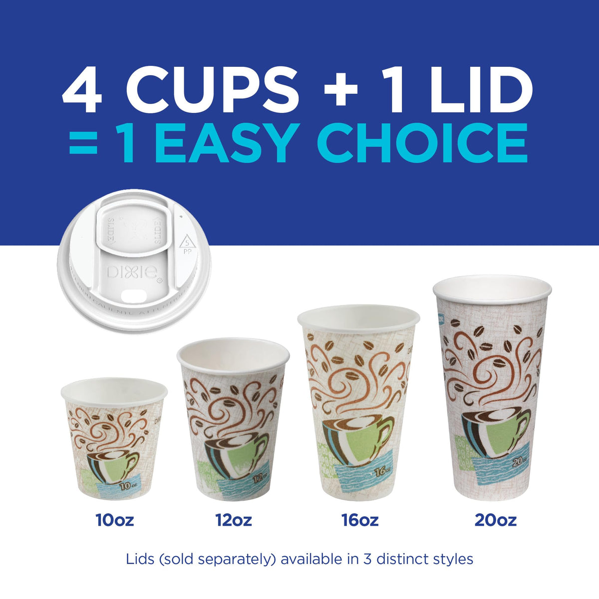 Dixie PerfecTouch 10 oz Paper Coffee Cups By GP PRO – Coffee Haze Design, 500 Count (25 Disposable Cups Per Sleeve, 20 Sleeves Per Case), 5310DX