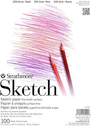 Strathmore 200 Series Tape Bound Sketch Pad, 50 lb. Sketch Paper, 9 X 12 inches, White, 100 Sheets (25-509)