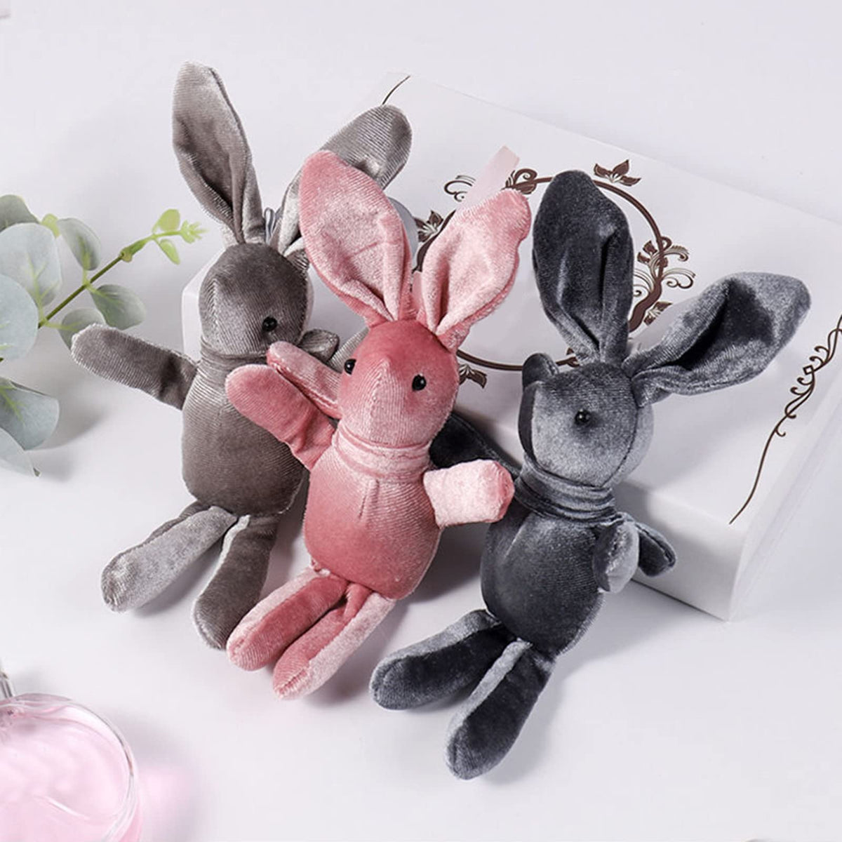 Ball Garland Glass Plush Rabbit Gift Rabbit Doll Decoration Pendant Easter Decoration Hangs Mini Valentine Gnomes (Pink by Cakina – Glass