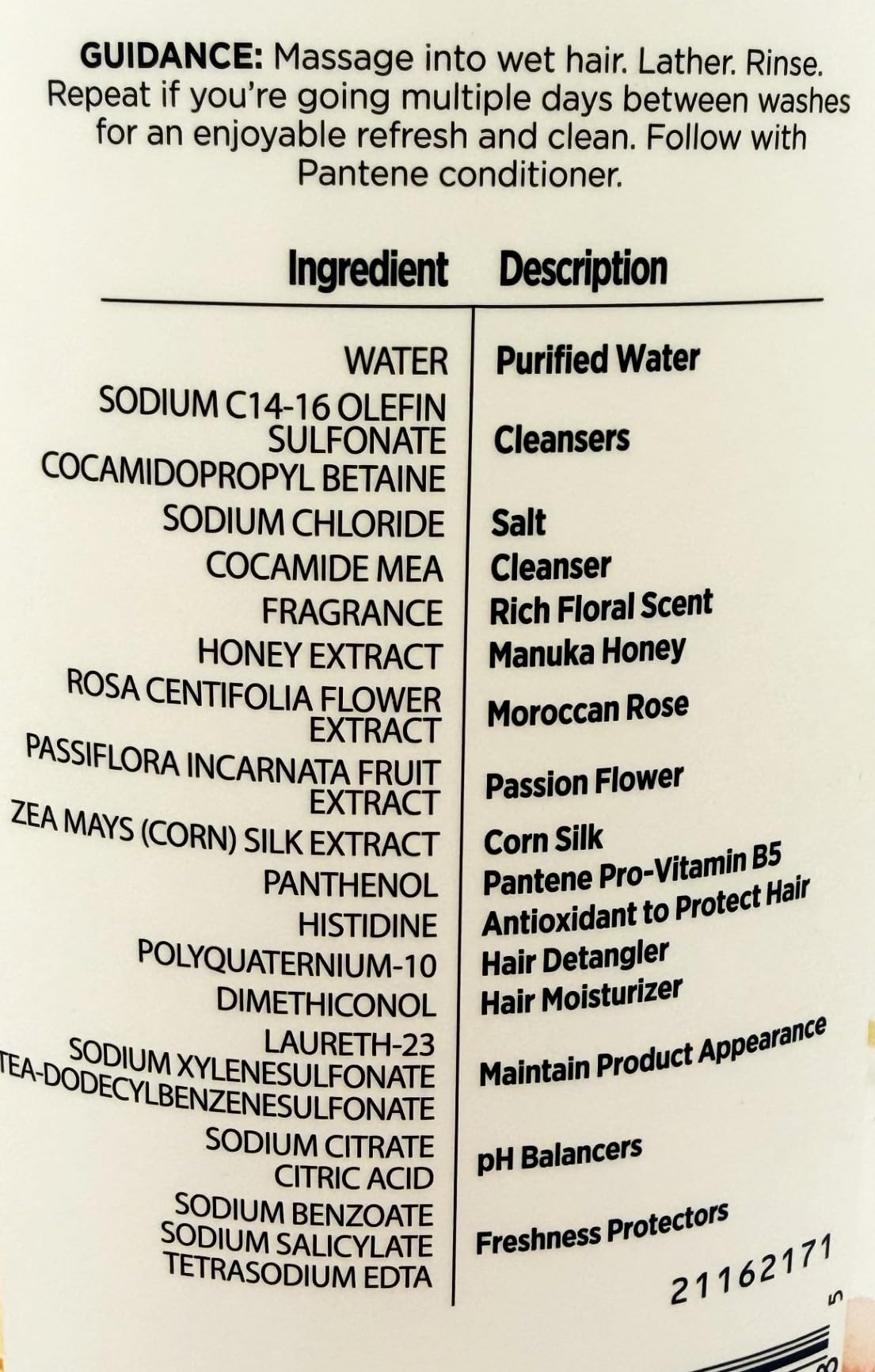 Essential Moroccan Rose & Manuka Honey Shampoo by Pantene – 38 Fl Oz (Pack of 1), White, Model 1903627