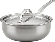 Hestan NanoBond Collection - Titanium Stainless Steel Saucier Pan with Lid, Induction Cooktop Compatible, 2-Quart
