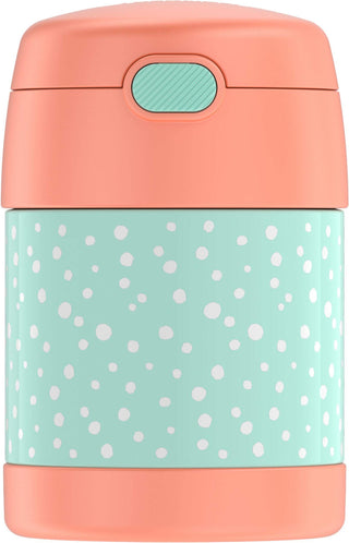 FUNTAINER Kids Food Jar with Spoon by THERMOS – 10 Ounce, 10.0 fluid_ounces, Stainless Steel, Pastel Delight, Model F3101BF6