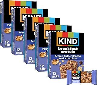 KIND Breakfast Protein Bars, Peanut Butter Banana Dark Chocolate, Gluten Free, Low Sodium, Healthy Snacks, 8g Protein, 30 Count (30 Packs of 2 Bars)