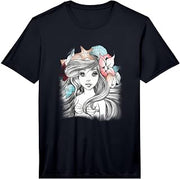 Disney The Little Mermaid Floral Anime Ariel Sketch Performance T-Shirt
