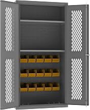 Durham Heavy Duty Welded 14 Gauge Steel Ventilated Cabinet with 15 Bins, EMDC36242S15B95, 900 lbs Capacity, 24" Length x 36" Width x 72" Height, 2 Shelves