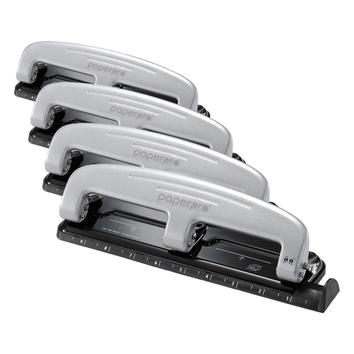 Bostitch 12 Sheet Black (Pack of 4) / כסף/שחור / 12 Sheet Black Punches