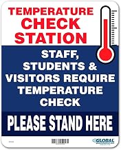 Global Industrial Temperature Check Station Sign, 8"W x 10"H, Plastic