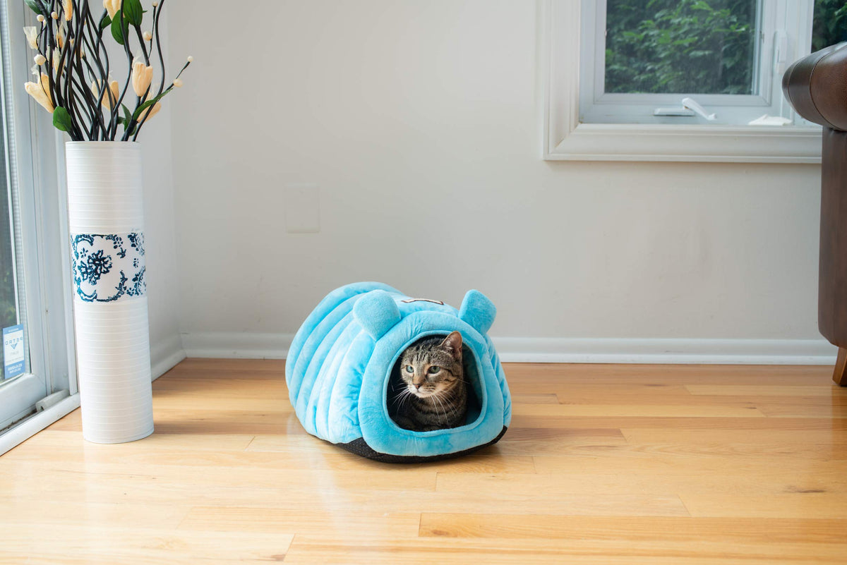 Cat Bed Model Tube Shape by Armarkat – 20 x 14 x 11, Fabric, Sky blue, Model C90CTL