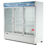 72 cu. ft. Glass Door Merchandiser Refrigerator with Energy Conserving Fan Control Double Pane Glass Doors Adjustable Shelves and Hot Gas Condensate System: White by Turbo Air –