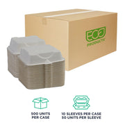 Eco-Products Compostable Vanguard 6" Clamshell Sandwich Containers by ECO PRODUCTS – 6" x 6", molded fiber, White, Pack of 500, Model EP-HC6NFA
