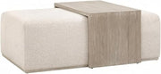 Starlight Canyon Home White Transitional Upholstered Coffee Table with Linen Fabric, Foam Cushion, MDF, Solid Wood Frame, Stylish Design