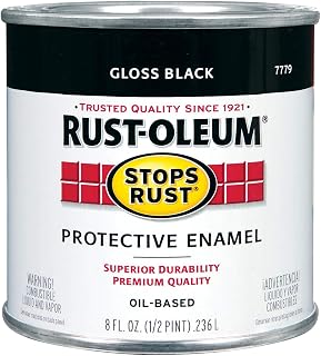Rust-Oleum 7779730 Stops Rust Brush On Paint, Half Pint, Gloss Black