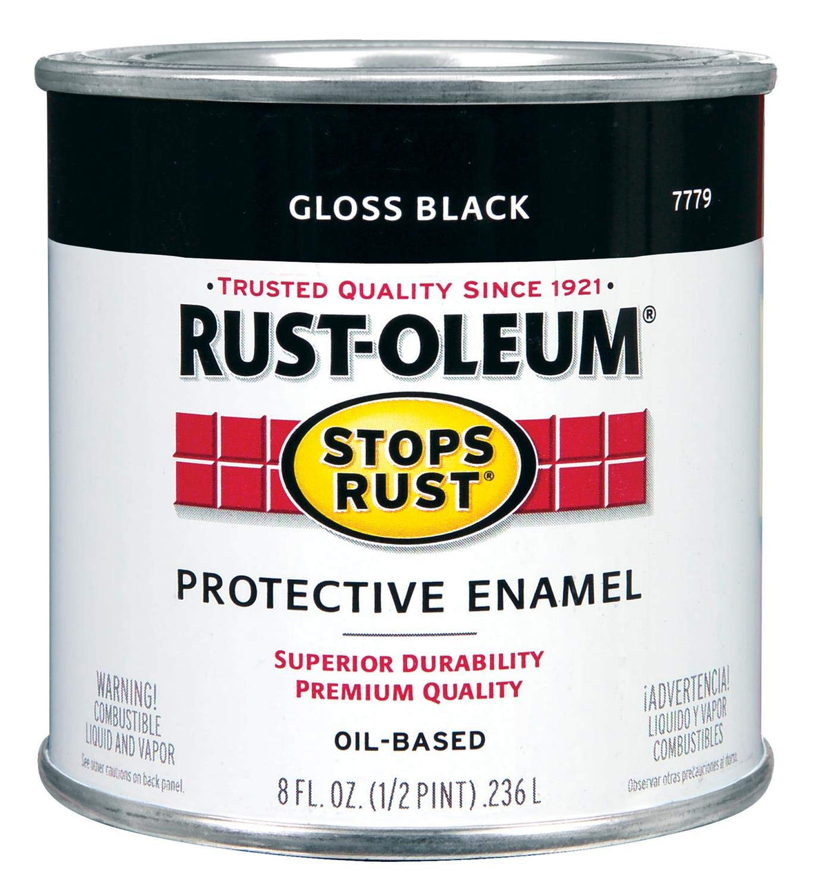 7779730 Stops Rust Brush On Paint by Rust-Oleum – 8 Fl Oz (Pack of 1), Plastic, Gloss Black, Model 7779-730