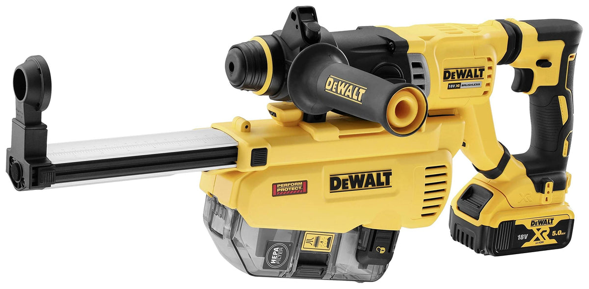 SDS Plus D-Handle Rotary Hammer Cordless Dust Extractor by DEWALT – Composite/Plastic body, Metal chuck and key components, Multicolor, Model DWH205DH-XJ