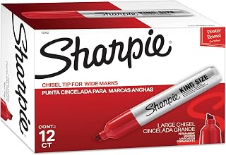 Sharpie King Size Permanent Markers, Large Chisel Tip, Red, 12 Count - Office, Home, Teacher Supplies, Great for Poster Boards