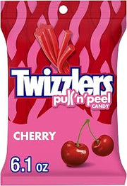 Twizzlers PULL 'N' PEEL Cherry Flavored Licorice Style, Chewy Candy Bags, 6.1 oz (12 Count)